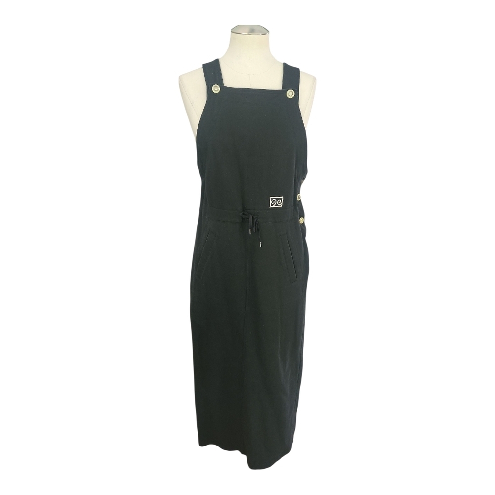 C.A. Sport Black Cotton Utility Overall Dress Midi Size S Y2K Style